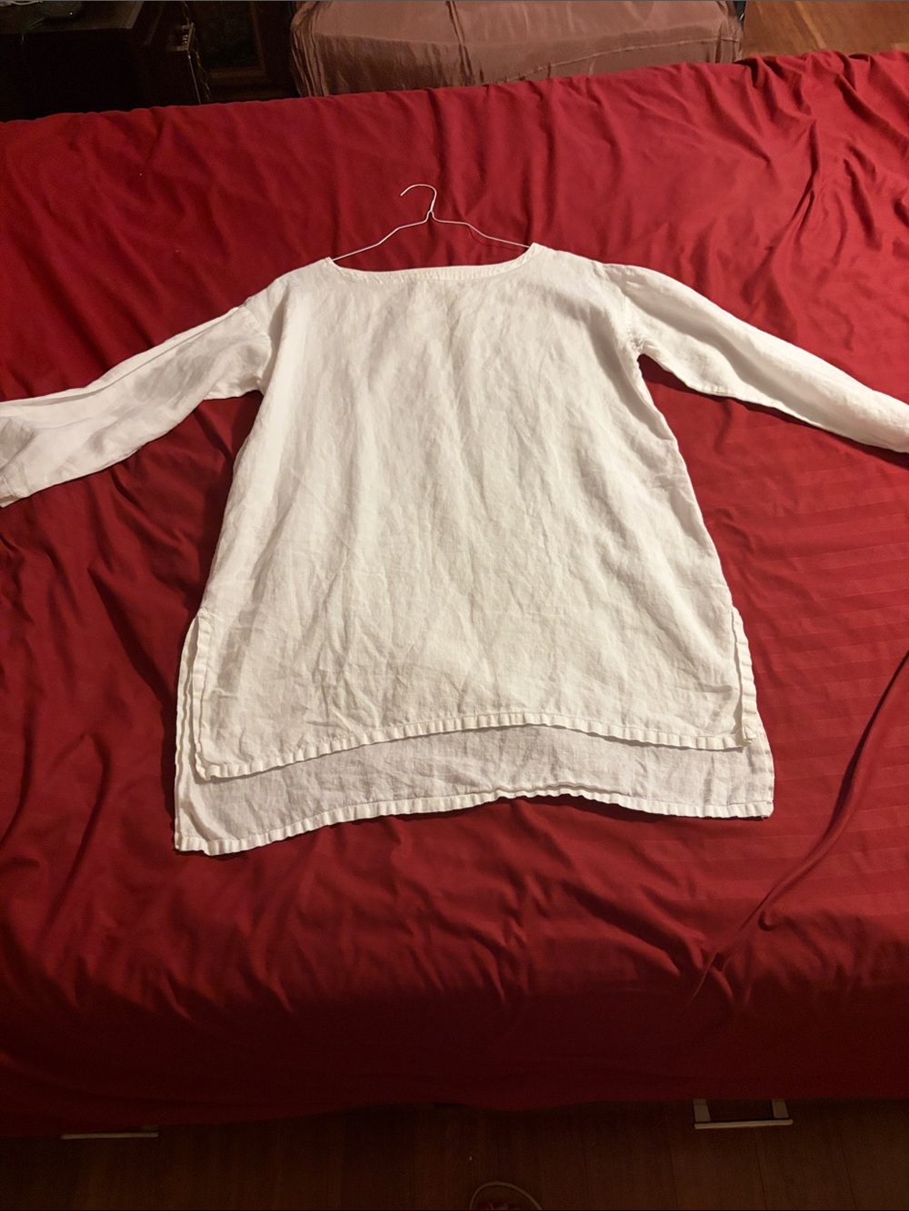 Eileen Fisher White Linen Tunic Top